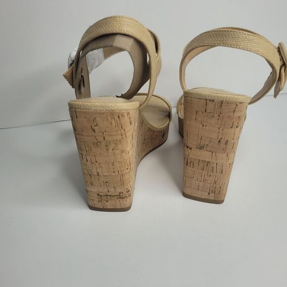 Nine West Courts tan brown wedge platform strappy sandals size 9.5 - Picture 5 of 6